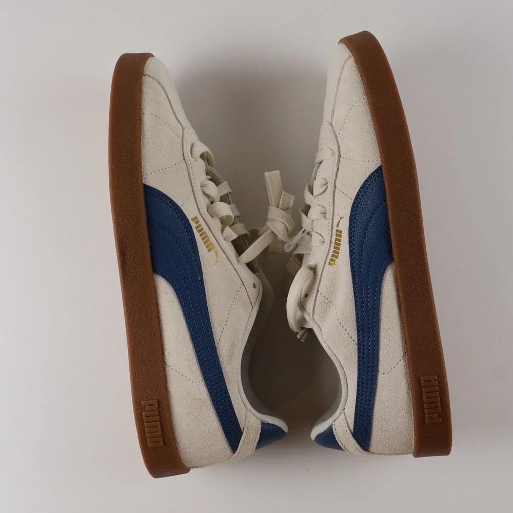 Puma Club 5v5 Sneakers White Blue Suede 9.5 NWOT